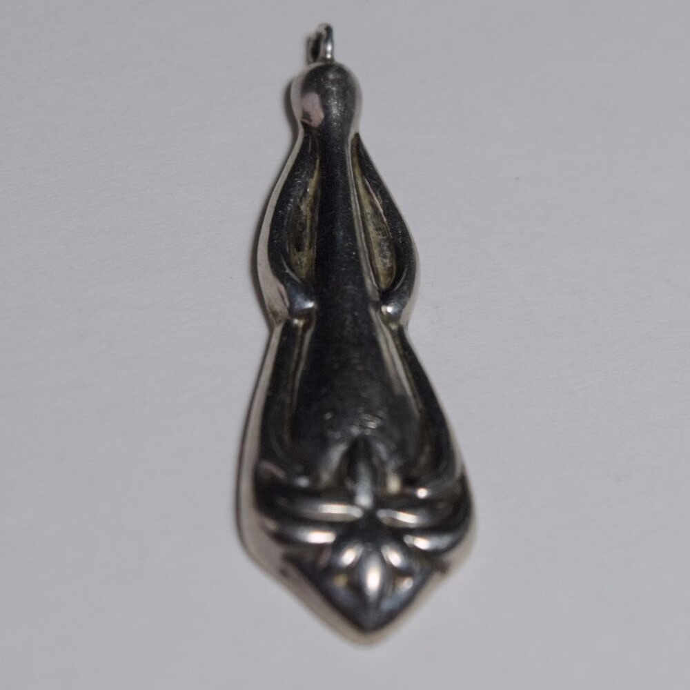 Long Vintage Ornate Sterling Silver Charm Pendant Bracelet Necklace